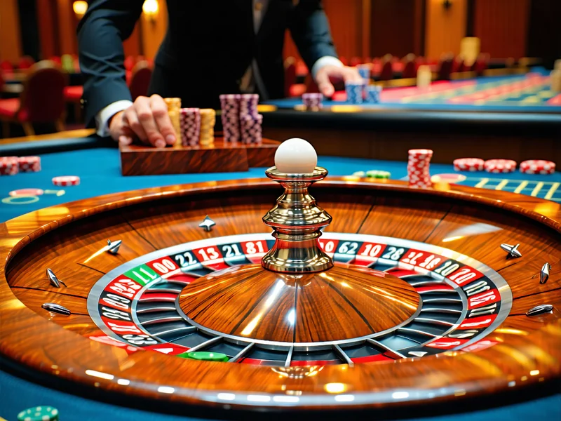 Bàn chơi Roulette trực tuyến với bánh xe quay và chip cược